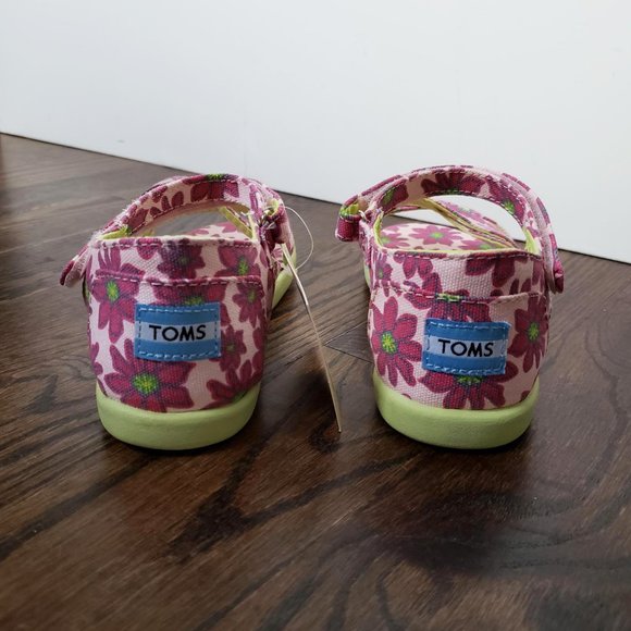 NWT Toms Youth 4 Pink Daisy Sandals - Picture 5 of 10